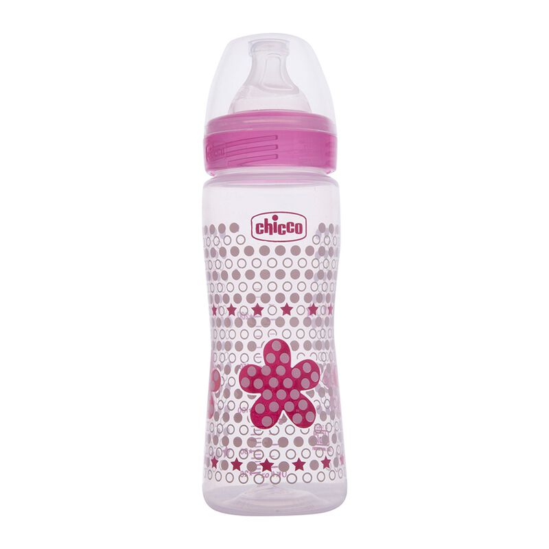 Well-Being Feeding Bottle 330ml Pink - Fast Flow image number null